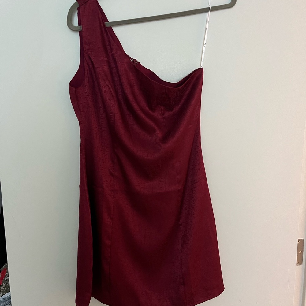 Lulu's Red Asymmetrical Ruched Cocktail Dress
